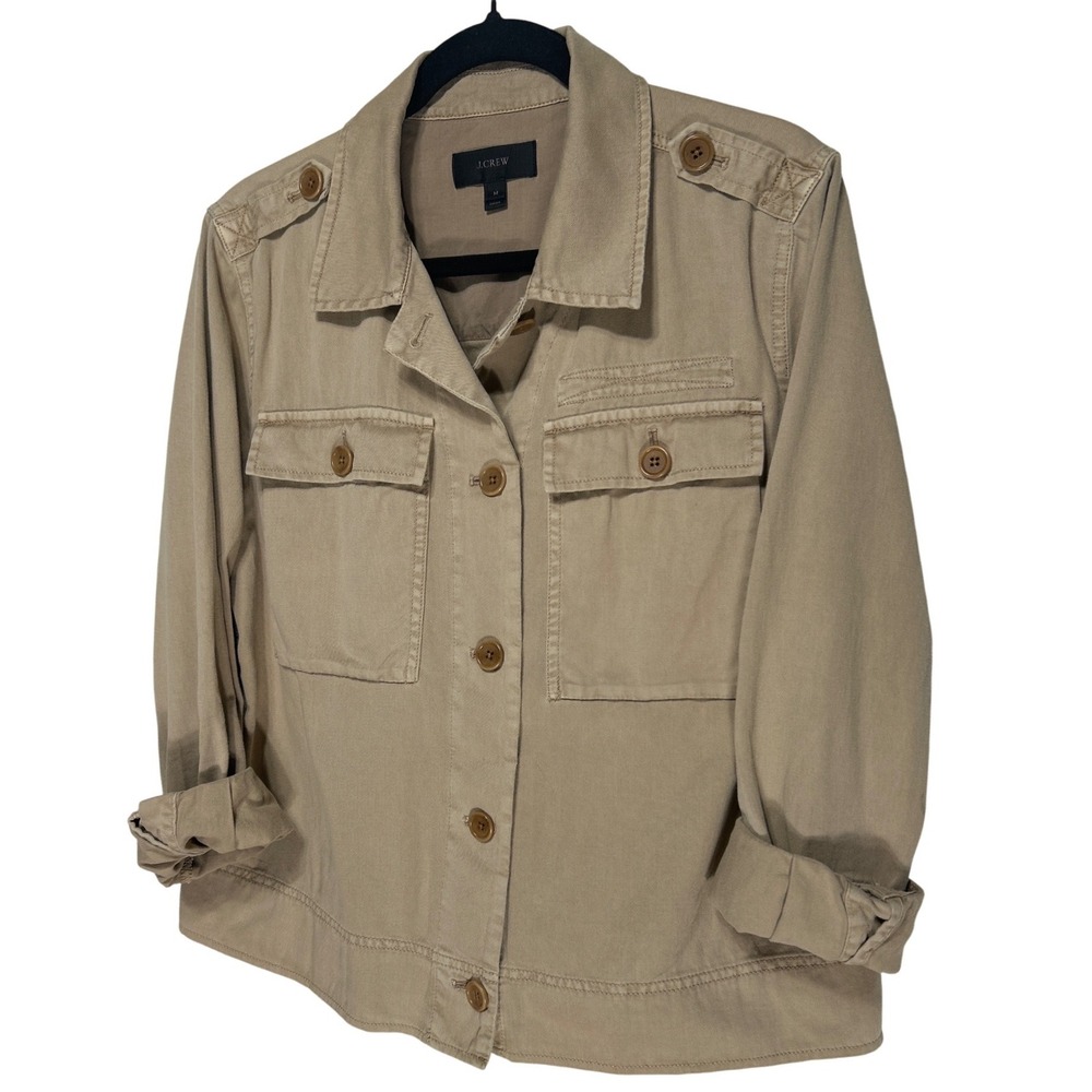 J.Crew Safari Shirt Jacket 100% Cotton Khaki Women's Size Medium
